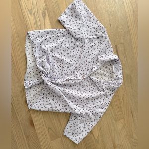 H&M Short Sleeve Flower Button Down With Tie in Front